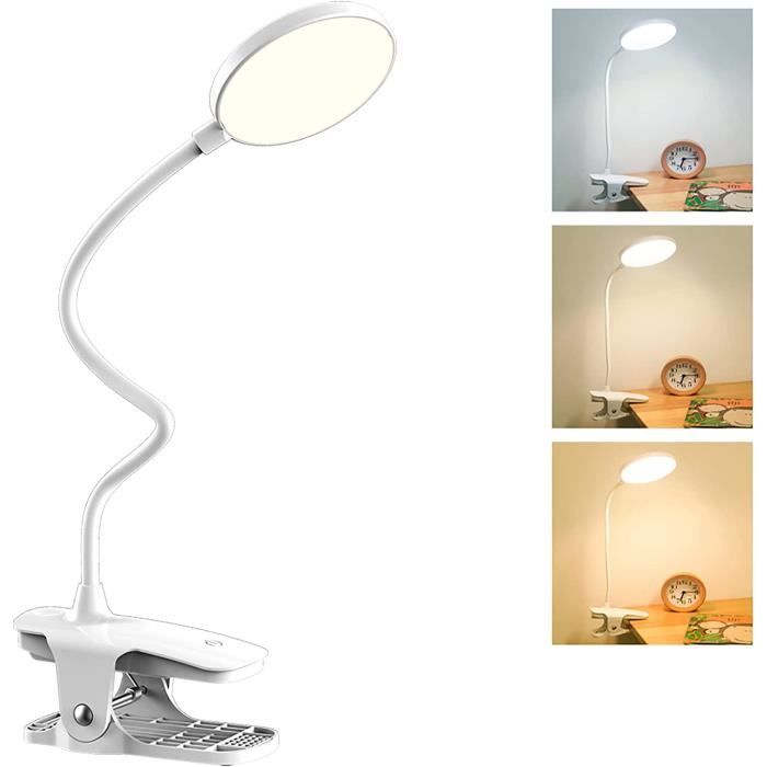 Lampe de bureau LED sans fil rechargeable, 3 couleurs et 3