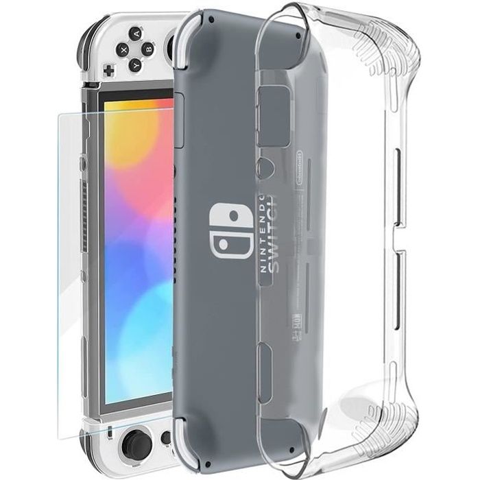 Coque de protection souple silicone + Verre trempé pour Nintendo Switch Oled 7\