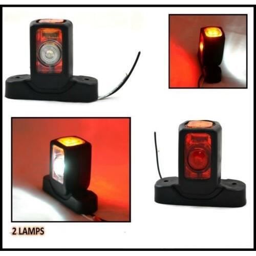 2x 12V 3 LED ROUGE BLANC ORANGE FEUX DE GABARIT PIEDS CHASSIS REMORQUES CARAVAN
