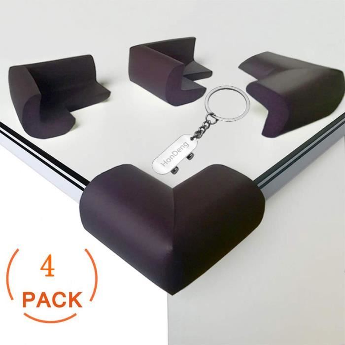 4pcs Protection Coin de Table,Mousse Souple Protection Sécurité Bébé Protege de Coins pour Tables et Tout Meubles Pointus,Marron.