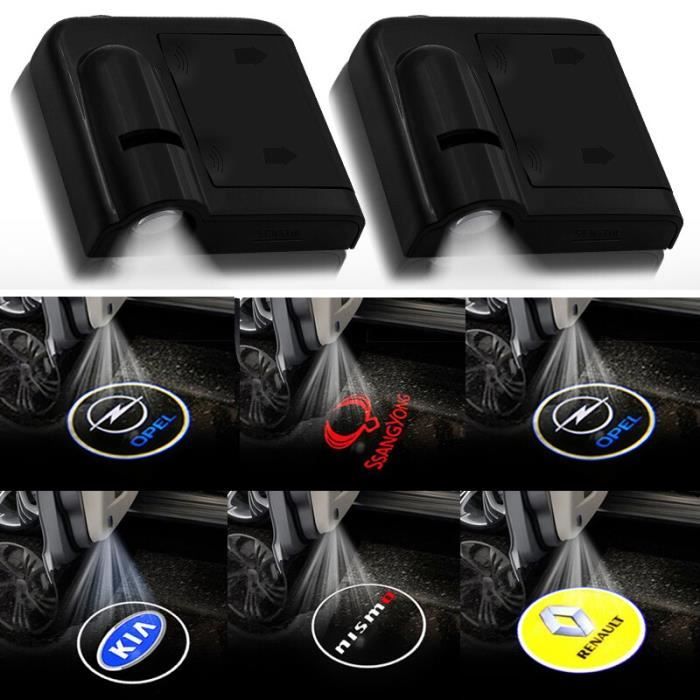 2 pièces Voiture Logo Lumière Automatique LED Porte Lampe de Bienvenue pour Bmw Vw Volkswagen CC T-ROC G 2pcs Audi Logo -LAVE7886