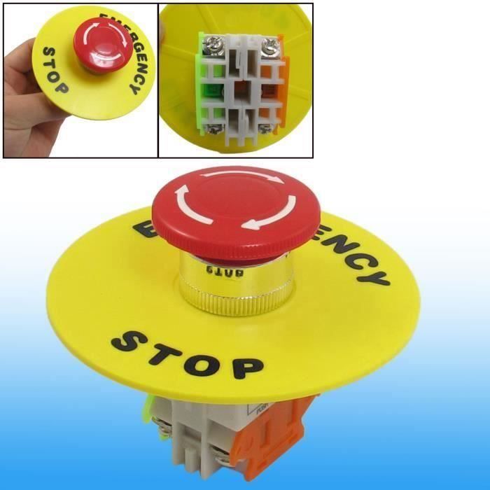 sourcingmap 4 Bornes À Vis De Verrouillage Auto Rouge Contact Interrupteur À Bouton-Poussoir D'Arrêt D'Urgence Bout0109-18D-33079