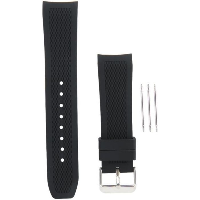 Bracelet de montre 24 mm avec boucle ardillon en silicone étanche à la sueur-GOL