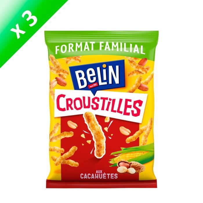 [LOT DE 3] Belin Croustilles Cacahuète Format Familial 138g
