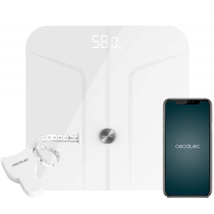 Cecotec Pèse-personne Surface Precision 9700 Smart Healthy, Fonction de bio-impédance, connectivité via Bluetooth