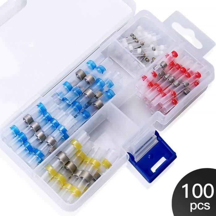 100pcs Cosses Electriques Souder Gaine Thermorétractable Terminaux Cuivre Electrique,Souder Joint Fil Câble Connecteur