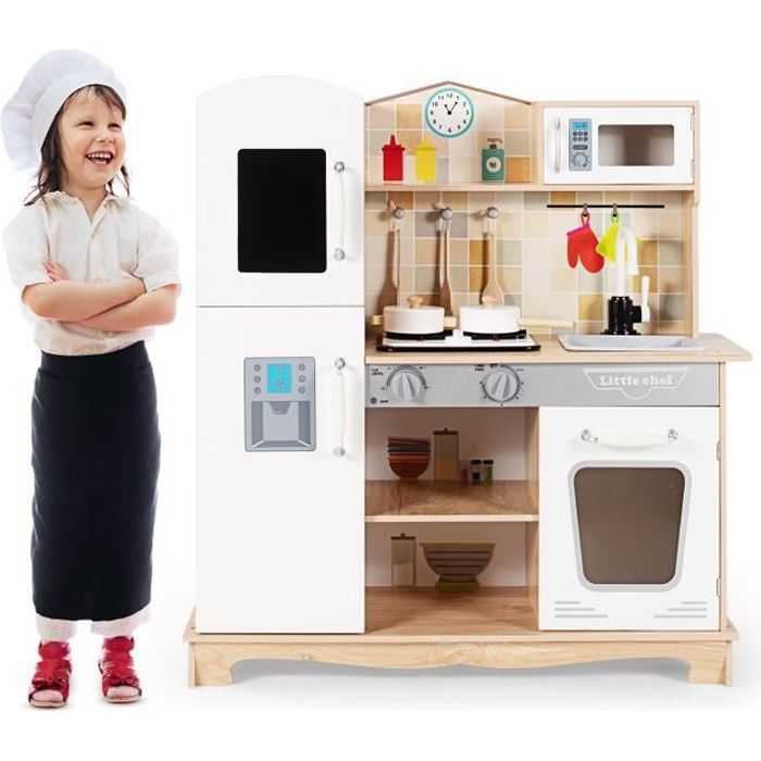 DREAMADE Cuisine pour Enfants avec Son et Lumières Cuisinière Four Micro-Ondes Robinet, Jeu d'Imitation pour Enfant de 3-7Ans