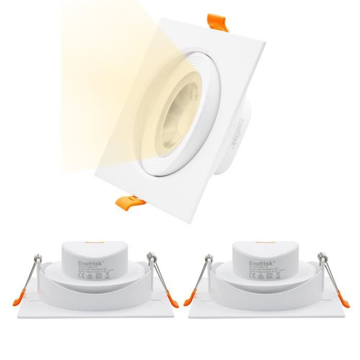 Lampes Spot a Encastrer LED Encastrable Plafond Carré Orientable 12W Diametre Plafond 120-130MM