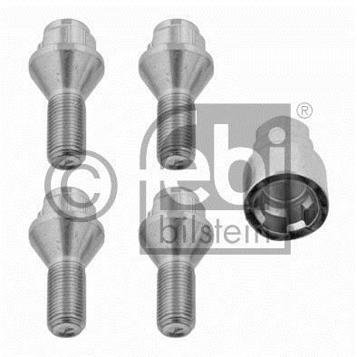 Jeu de 4 vis antivols de roue auto, coniques 12x1,25x23 Febi 27051