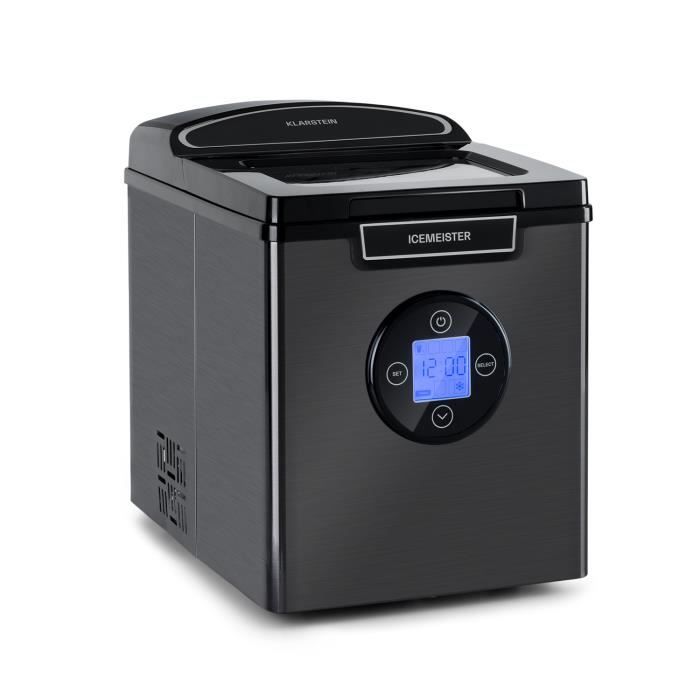 Machine à glaçons - Klarstein Icemeister 2G - 3 tailles de cubes - 12kg-24h - 1,8L - affichage LCD - acier - gris
