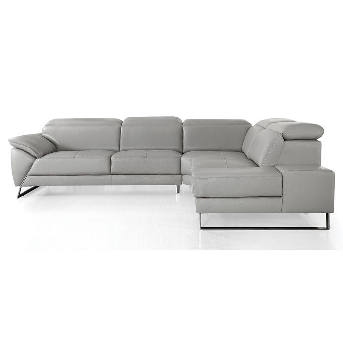 Canapé d'angle droit en cuir RAPHAEL - Gris - Droit