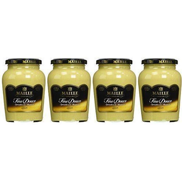 MAILLE Spécialité à la Moutarde Fine Douce Bocal 370 g - Lot de 4