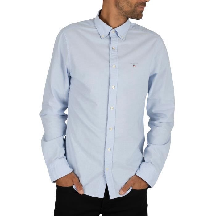 Gant Homme Chemise Oxford à col boutonné, Bleu