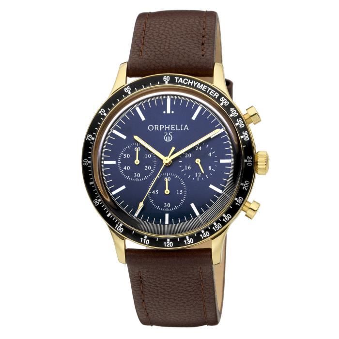 ORPHELIA - Montre Homme - Quartz Chronographe - Bracelet Cuir Marron - OR81603