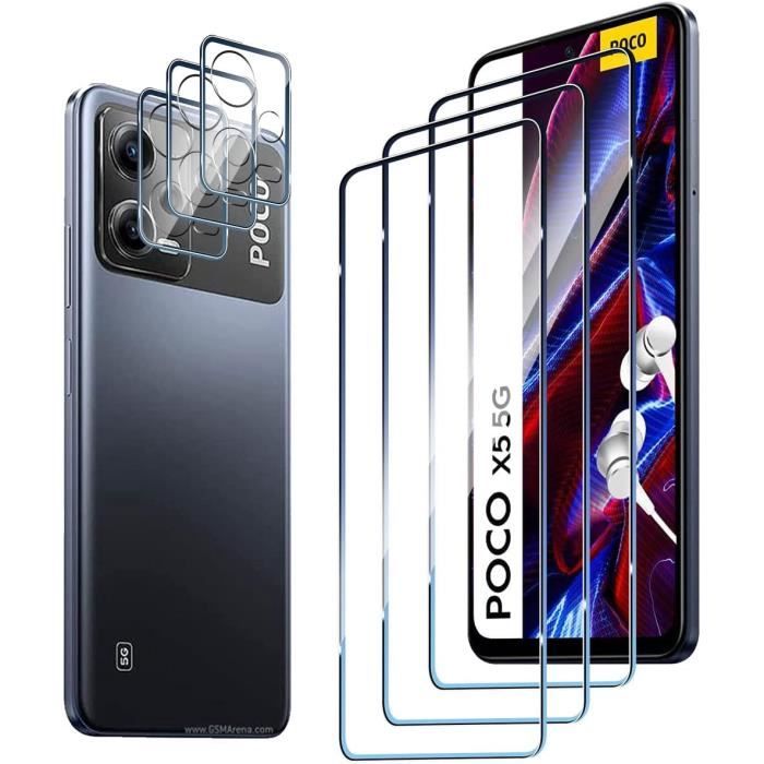 Verre Trempé Xiaomi POCO X5 5G, 3 Pièces Verre Trempé + 3 Pièces Caméra Arrière Protecteur, 9H Dureté sans Bulles Protection
