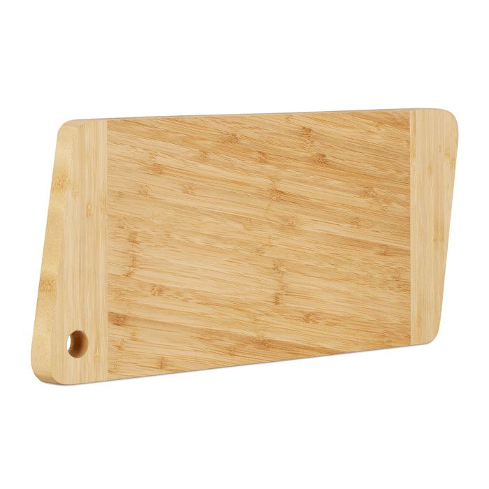 Relaxdays Planche à découper en bambou avec trou suspension planche de service cuisine HxlxP: 2 x 38 x 18 cm, nature