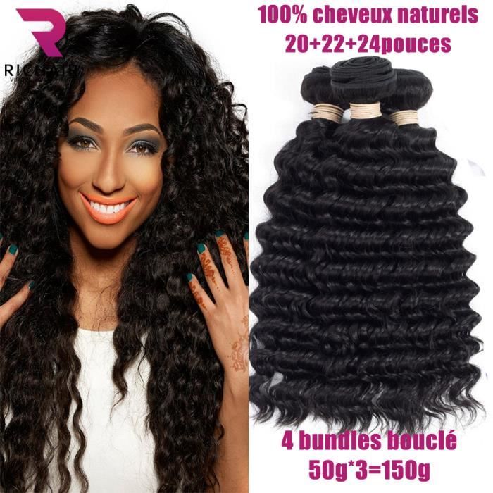 3 tissage bresilien boucle 7A cheveux naturel humain curly vrais meches 20+22+24pouces 50g/p RICHAIR