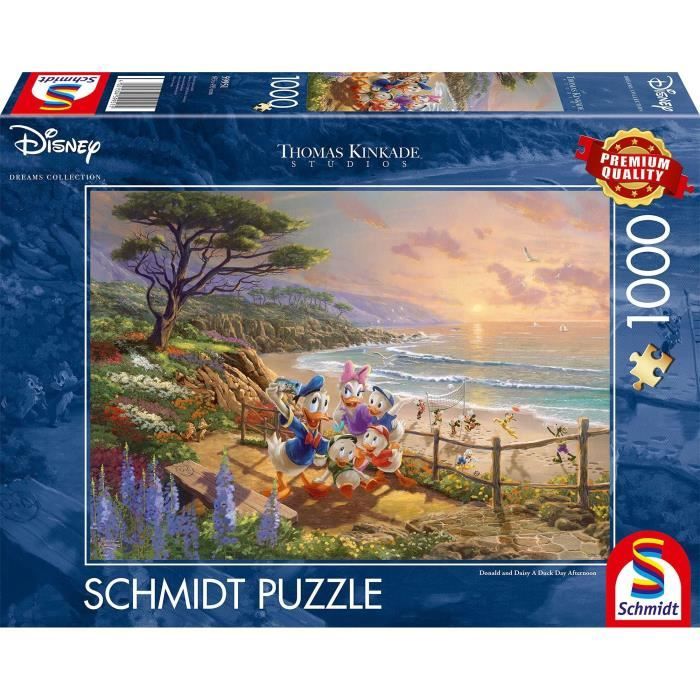Puzzle 1000 pièces :Thomas Kinkade : Donald et Daisy, Disney : Un après-midi de canard Coloris Unique