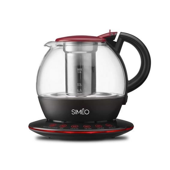 Simeo TVV230, 1 L, Noir, Rouge, Transparent, Acier inoxydable, Acier inoxydable, 2200 W, Secteur