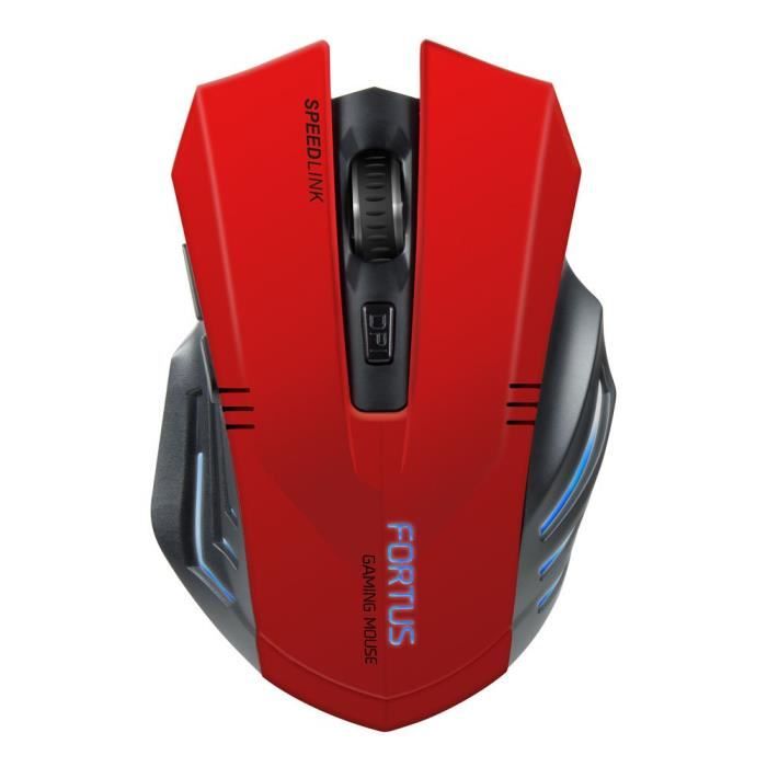 Speedlink FORTUS Wireless Gaming Mouse - Souris de Gaming sans fil (Rétro-Éclairage,2.4 GHZ, Commutateur Dpi) Rouge