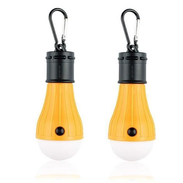 TD® Lot de 2 Lampes Eclairage meuble- Ampoule LED Lumière à accrocher- Camping Tente Portable Pêche lampe lanterne Jaune