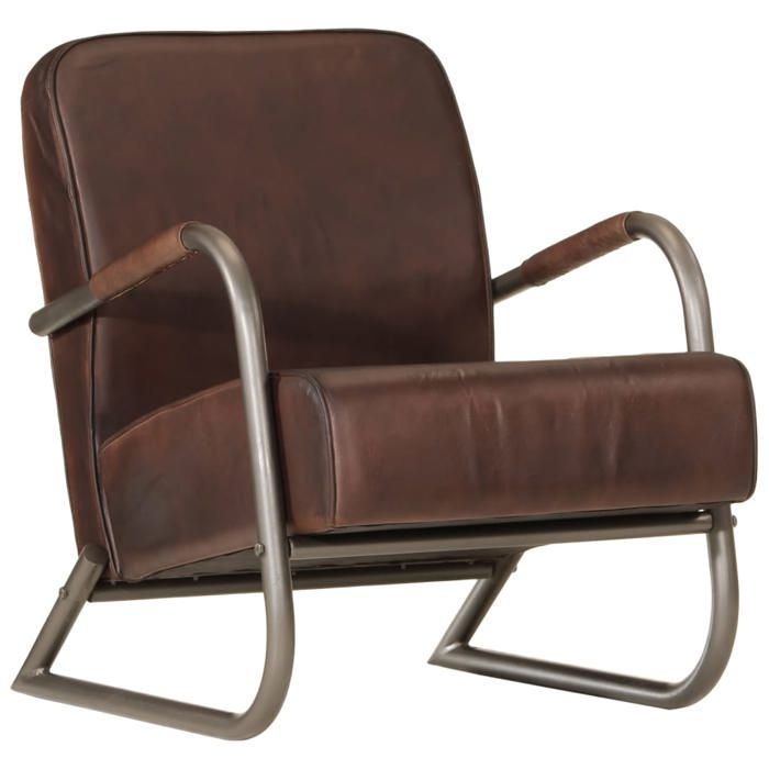 vidaXL Fauteuil marron cuir véritable 359632