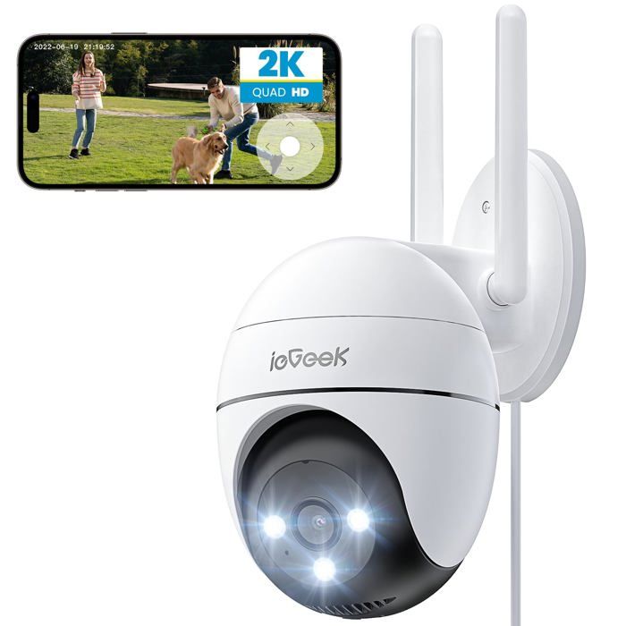 ieGeek Camera Surveillance 2,4/5GHz WiFi Exterieure Pan 355°/Tilt 120° Vision Nocturne Couleur, Détection Humaine