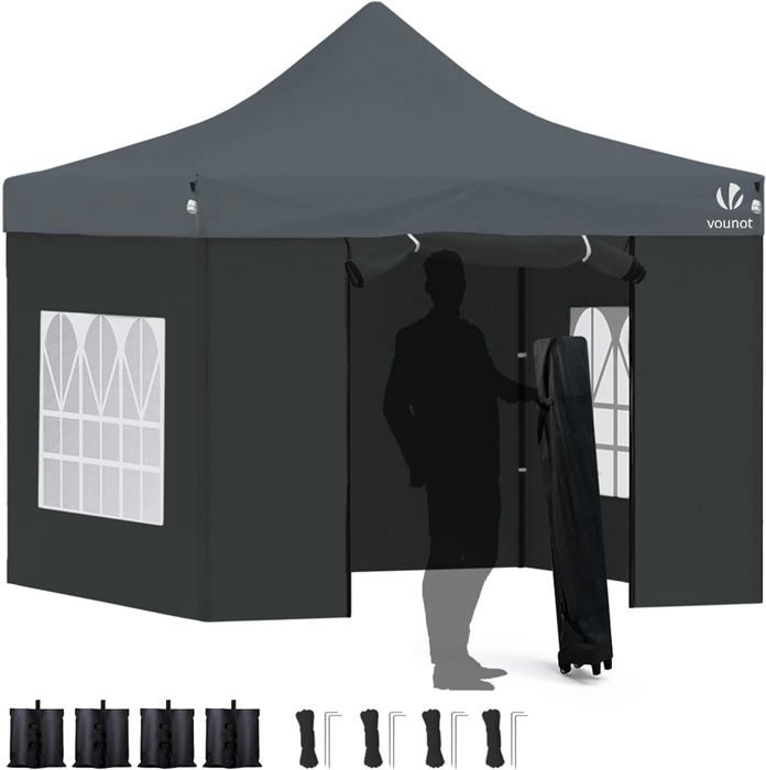 Tonnelle De Jardin Bonnlo 3x3m - Imperméable, 4 Parois, UV 50+, Pliante - Pour Fêtes, Camping