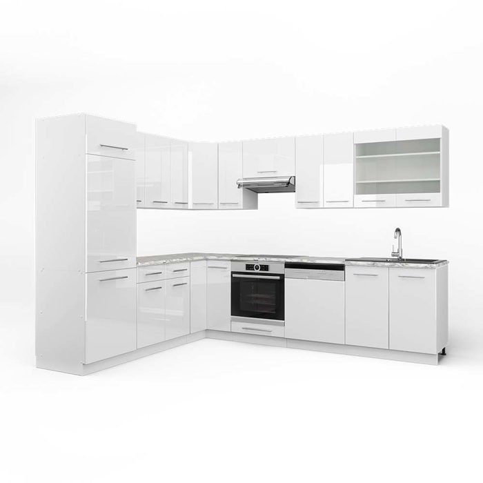 Vicco Cuisine en angle Fame-Line, Blanc campagne, 190x46cm sans PT | Leroy Merlin