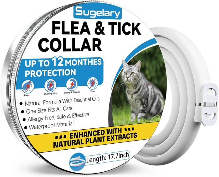 Comparer les prix de Collier Anti Puces Chat Réglable en Poudre pour Chat Collier Anti-puces et Collier Anti Puces pour Chat 12 Mois de Protection
