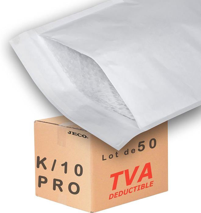 Lot De 50 Enveloppes à Bulles Kraft Blanches K/10 - 350x470mm Intérieur, Protection Expédition Pro