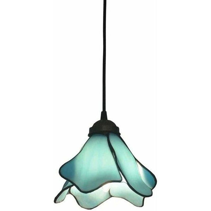 Lampe suspendue européenne Tiffany E27 à prix dusine lustre méditerranéen romantique lampe suspendue en verre bleu réglable en h