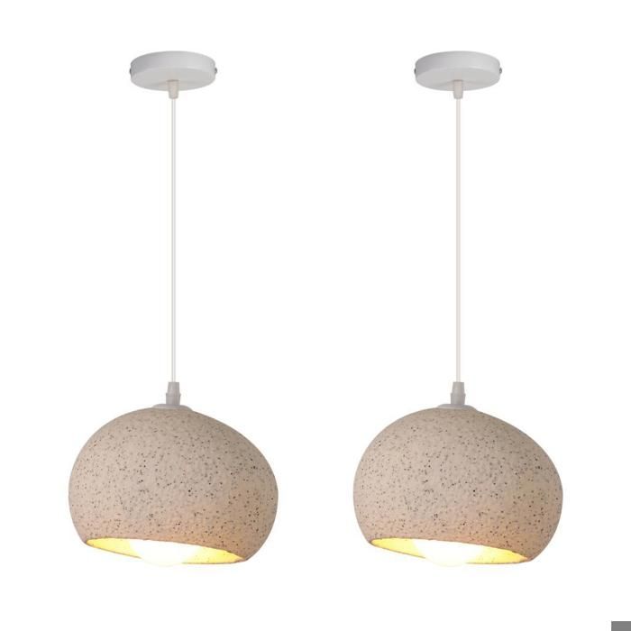 iDEGU 2x Suspension Luminaire Industriel Vintage E27 Lustre Abat-jour en Peinture de Pierre Plafonnier Rétro pour Salon Chambre