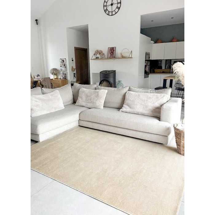Tapis uni lavable en machine AVIGNON Beige-80*150 Rectangulaire