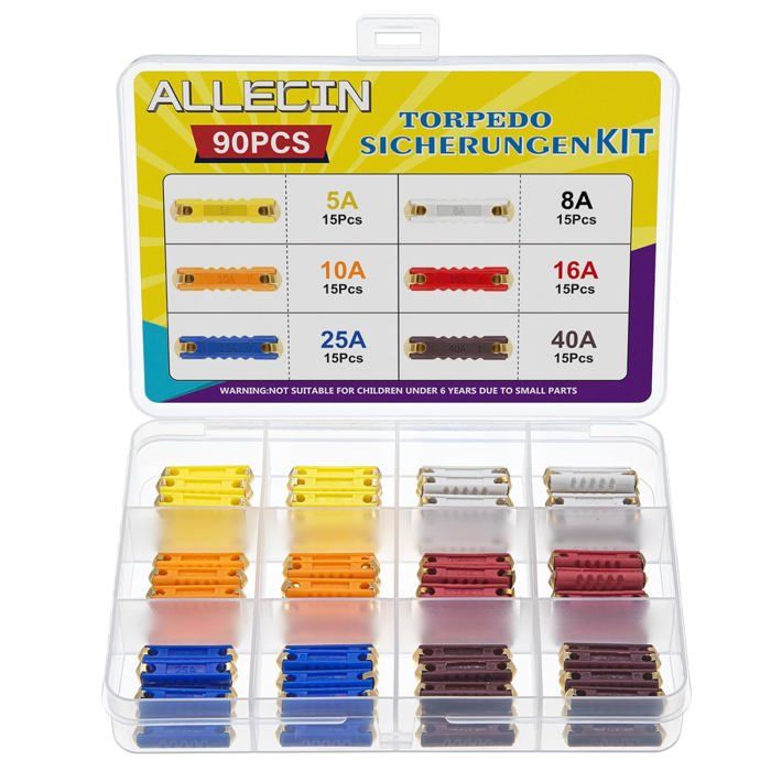 6 Valeurs Fusible Torpille Voiture 5A 8A 10A 16A 25A 40A Kit De 6-valeurs-fusible-torpille-voiture-5a-8a-10a-16a-25a-40a-kit-de