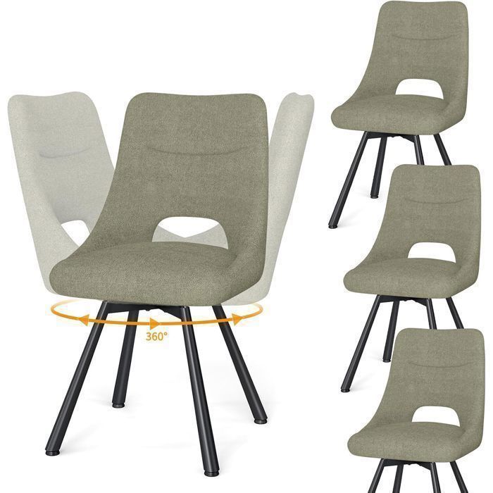 WAFTING Lot de 4 Chaises de Salle à Manger Pivotante à 360° Chaises de Cuisine avec Pieds en Métal Marron Gris