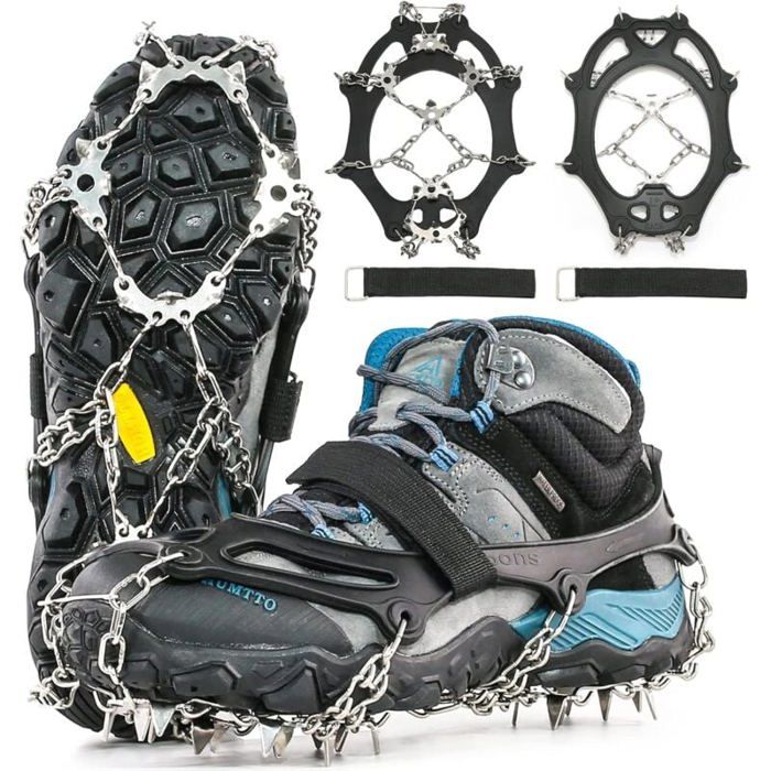 Crampons antidérapants - MICH - 19 dents - Acier inoxydable - Silicone extensible - Résistant à -45°C