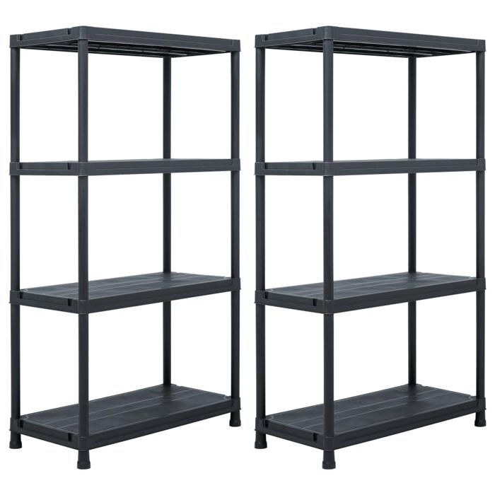 SALE 2026 Étagère industrielle Noir - Étagères de rangement 2 pcs Noir 60x30x138cm Plastique PRO957435765