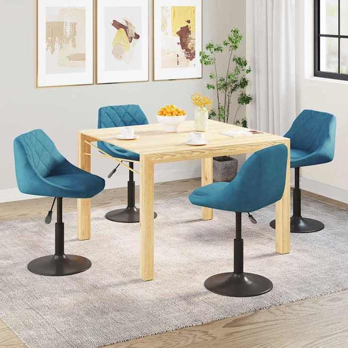 4 PCS Chaises de cuisine Bleu - Magnifique Chaises pivotantes à mangerClassiquePour salonbleu velours8101