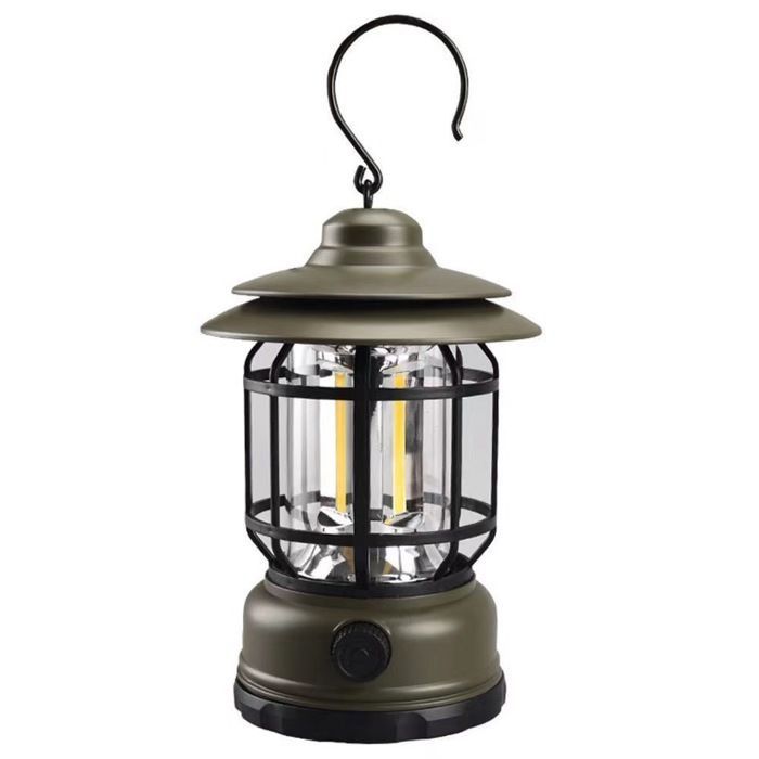 Lampe de camping rétro portable à piles éclairage de tente professionnel vert foncé