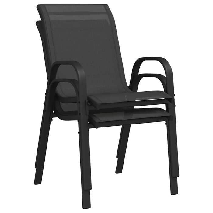 Mode Chaises empilables de jardinCHEZ YIYISet de 2Fauteuil de relaxation élégantNoir Tissu textilène 55x65x89cm _177169