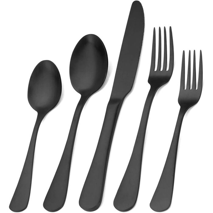 Ensemble de couverts noir mat 30 pièces en acier inoxydable service de cuisine pour 6 personnes vaisselle complète - XS5 - _MGF