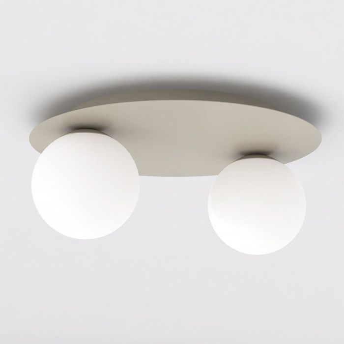 Lampe à suspension Solar en acier beige et verre opalin - Réf. VK8681847488002