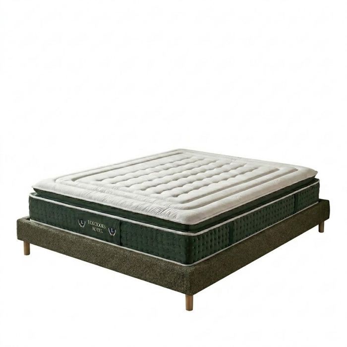 Ensemble literie - SAMPUR - Émeraude - 180x200 - Tissu bouclette vert - Matelas 33 cm mémoire de forme Ensemble literie - SAMPUR - Émeraude - 180x200 - Tissu bouclette vert - Matelas 33 cm mémoire de forme