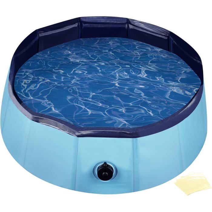Piscine Pliable pour Chien en PVC - Ø 80 cm Hauteur 20 cm - Pataugeoire Baignoire pour Animaux de Compagnie