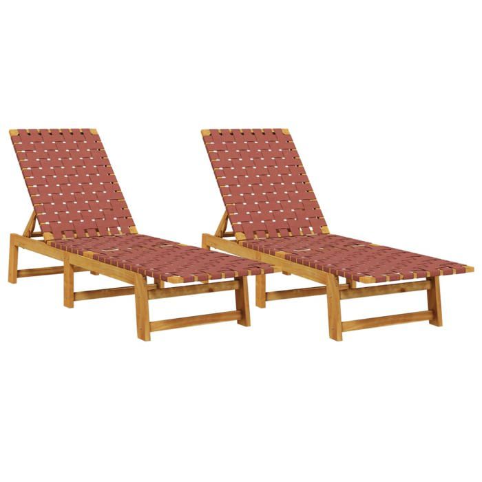 {Soldes d’été} - Rouge - Chaises longues - lot de 2 rouge - bois dacacia solide et tissu - Siège de soleil/plage EU314663024