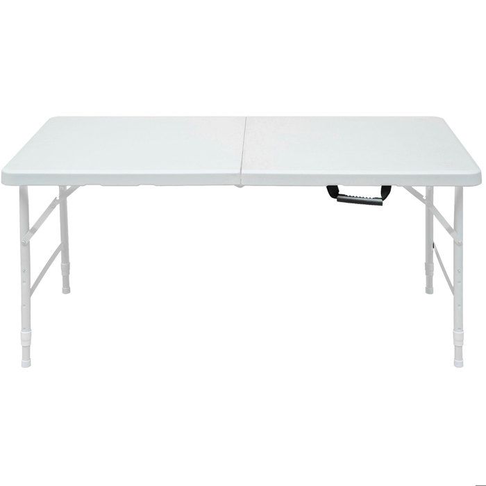 table de jardin pliante rectangulaire hauteur réglable 12497 x 6096 cm blanche acier et plastique ORVRYN