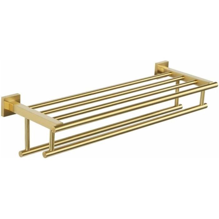 Porte-serviettes mural double barre avec étagères en acier inoxydable convient aux cuisines et salles de bains 40 cm de long do