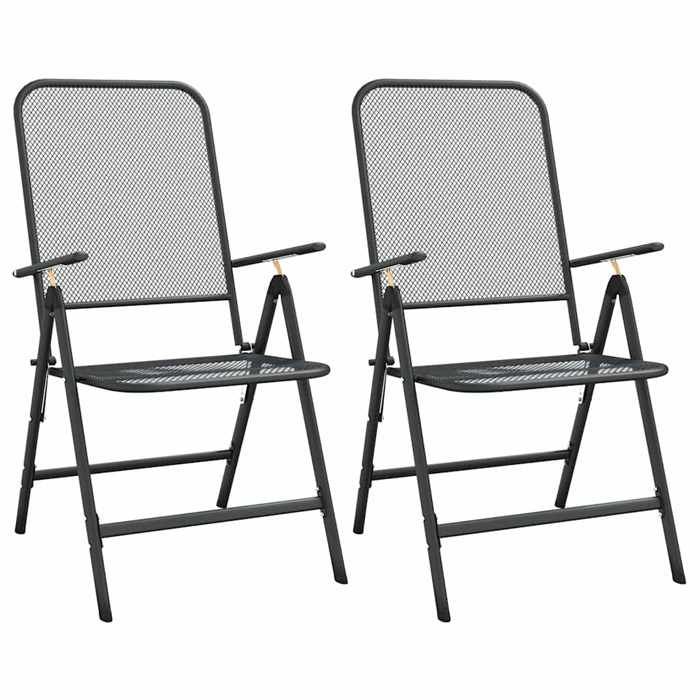 Chaises pliables jardin Résistants UV(2 pièces) - Fauteuils de jardin - Maille métallique Anthracite(565 x 61 x 106 cm) tyt90n