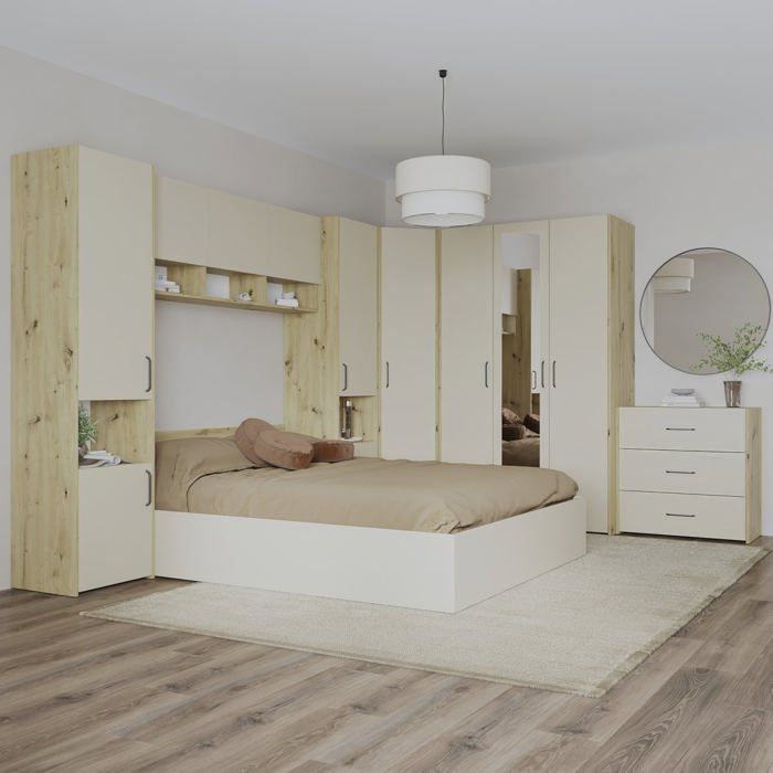 Ensemble chambre haaus Malmo V6 Lit 200 x 160 cm Chêne Artisan/Argile